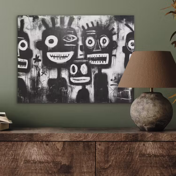 Schilderij - Figuren - Zwart - Abstract PET vilt klein -sfeer2