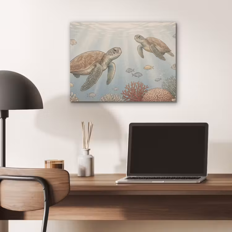 Schildpad - Onderwater - Natuur - Illustratie PET vilt klein -sfeer5