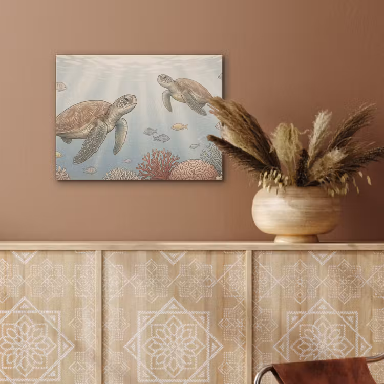 Schildpad - Onderwater - Natuur - Illustratie PET vilt klein -sfeer4