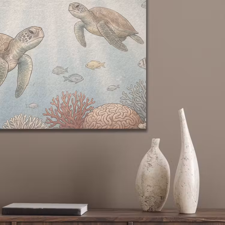 Schildpad - Onderwater - Natuur - Illustratie PET vilt klein -sfeer6_closeup