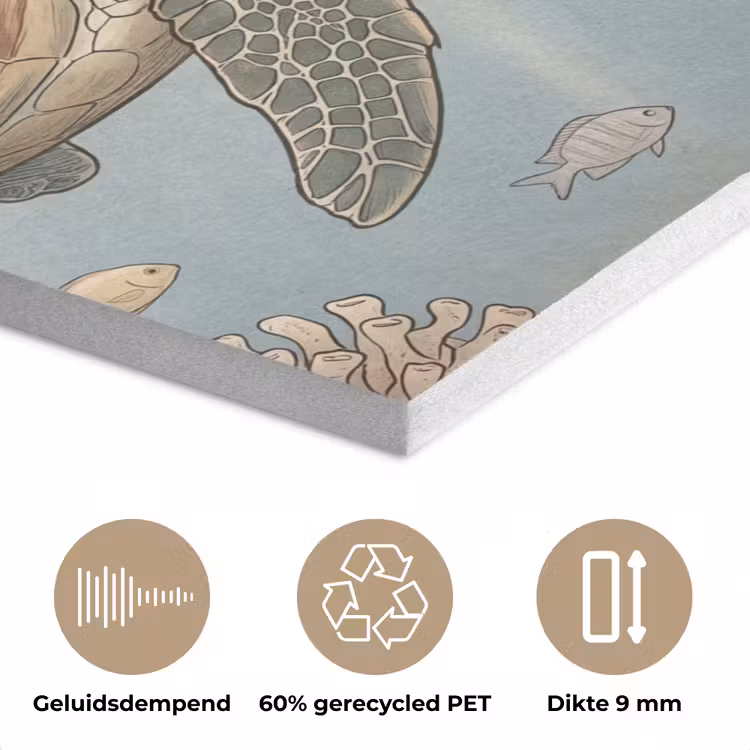 Schildpad - Onderwater - Natuur - Illustratie PET vilt klein -closeup_NL