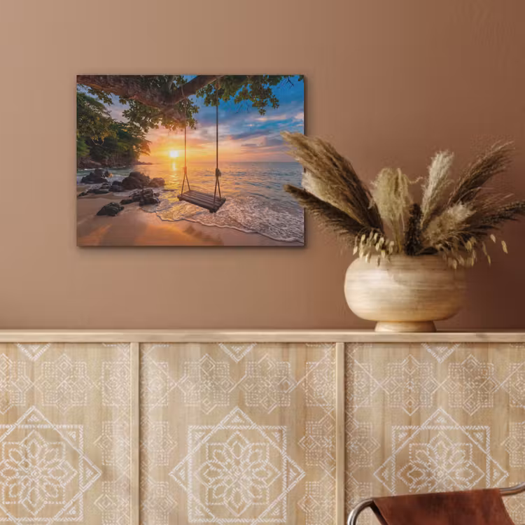 Schommel - Strand - Zonsondergang - Natuur - Oranje PET vilt klein -sfeer4