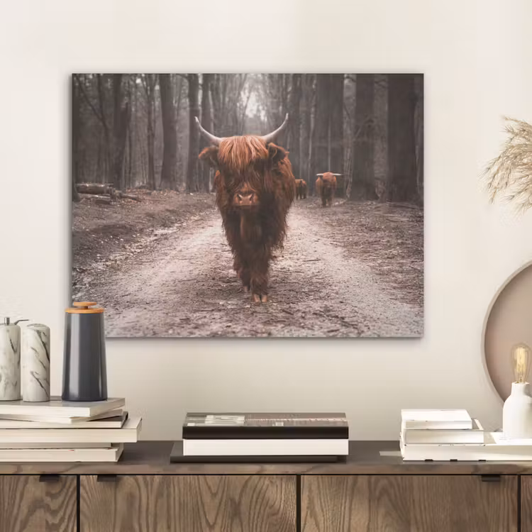 Schotse hooglander - Bos - Koe - Dieren - Natuur PET vilt klein -sfeer1