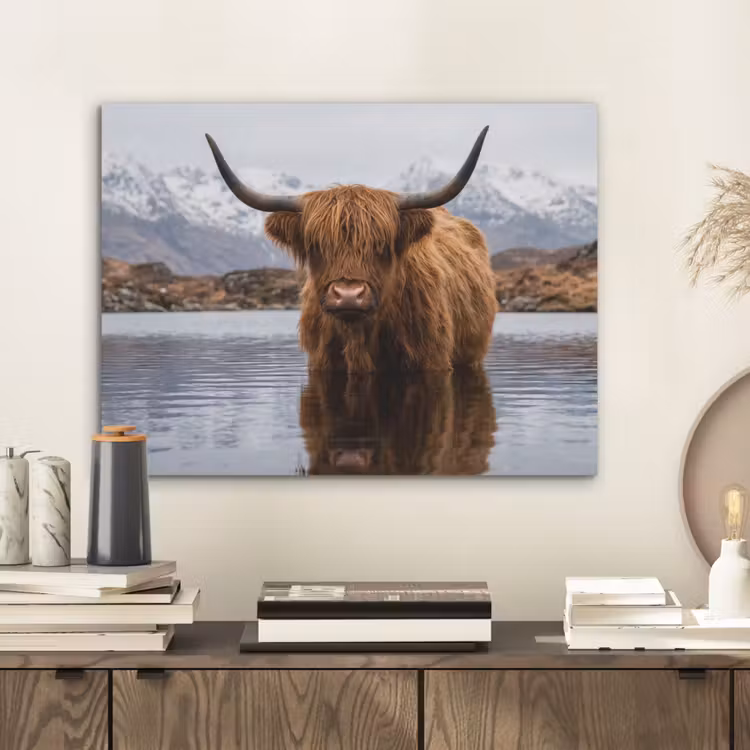 Schotse hooglander - Bruin - Water PET vilt klein -sfeer1