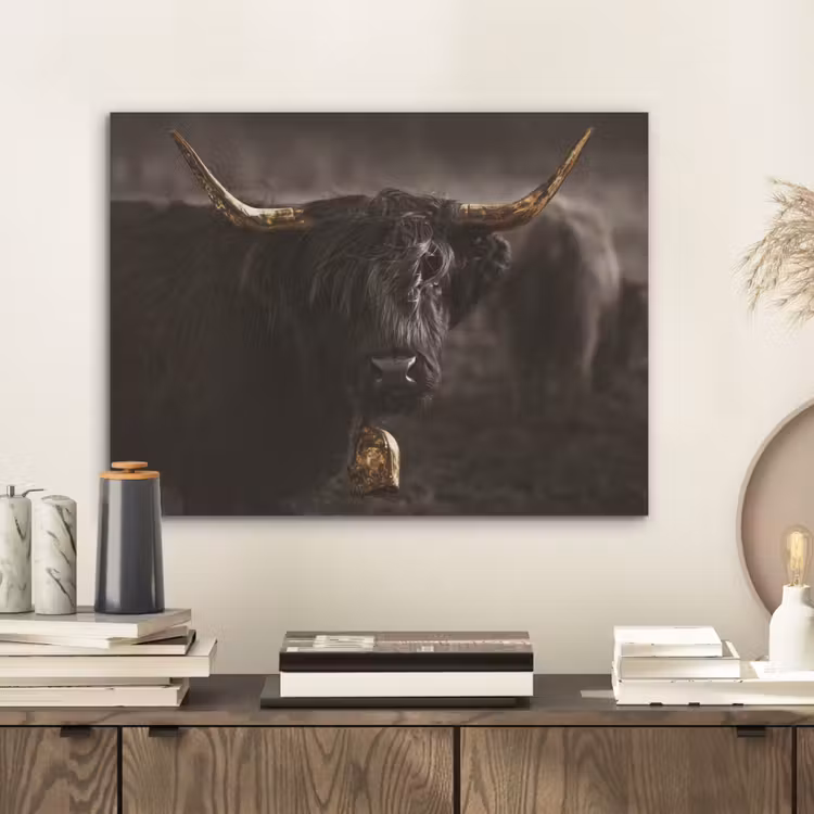 Schotse hooglander - Goud - Koebel - Hoorns - Dieren PET vilt klein -sfeer1