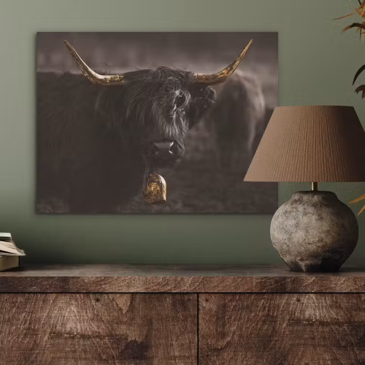 Schotse hooglander - Goud - Koebel - Hoorns - Dieren PET vilt klein -sfeer2