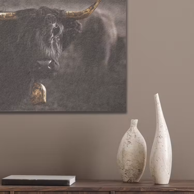 Schotse hooglander - Goud - Koebel - Hoorns - Dieren PET vilt klein -sfeer6_closeup