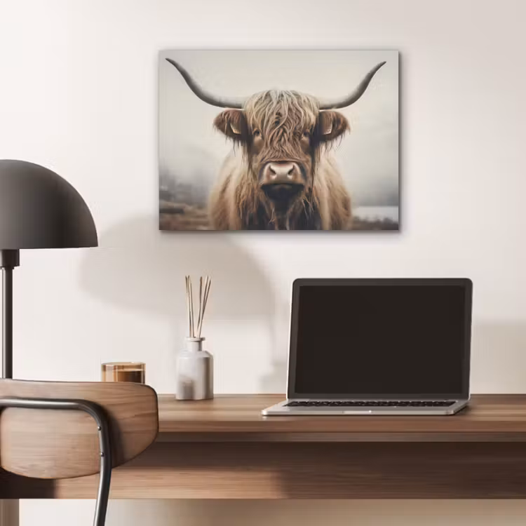 Schotse hooglander - Hoorns - Landschap PET vilt klein -sfeer5