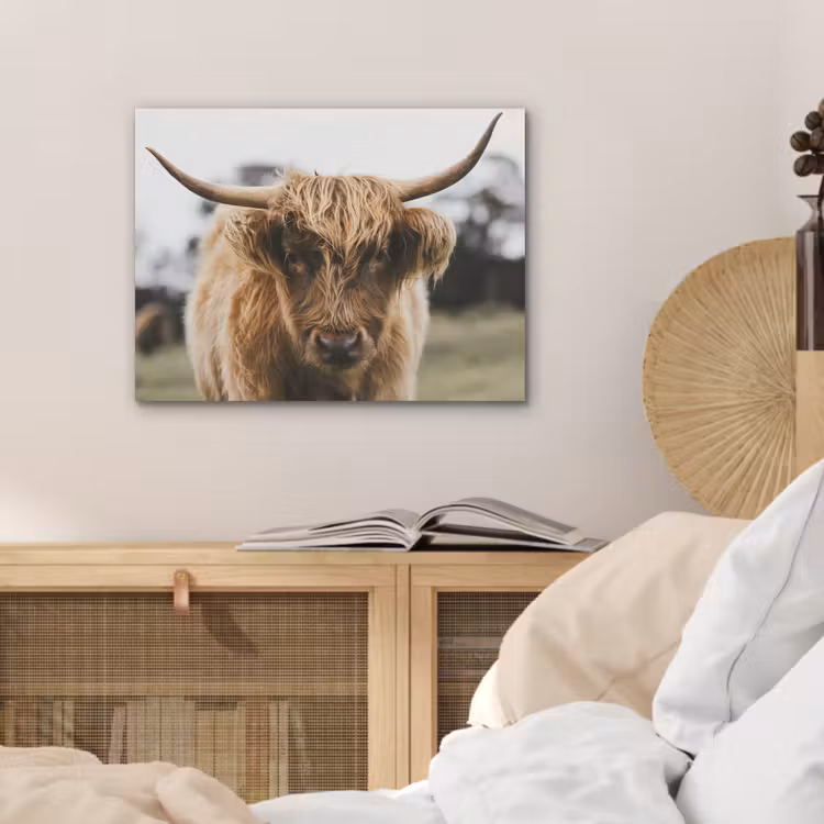 Schotse Hooglander -  Koe - Gras - Dieren - Natuur PET vilt klein -sfeer3