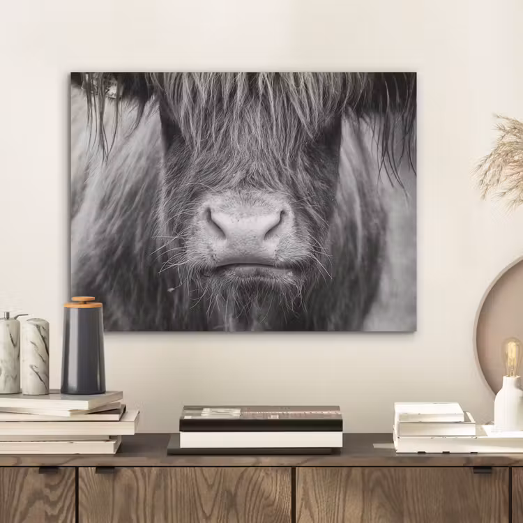 Schotse hooglander - Koe - Zwart - Wit - Dieren PET vilt klein -sfeer1