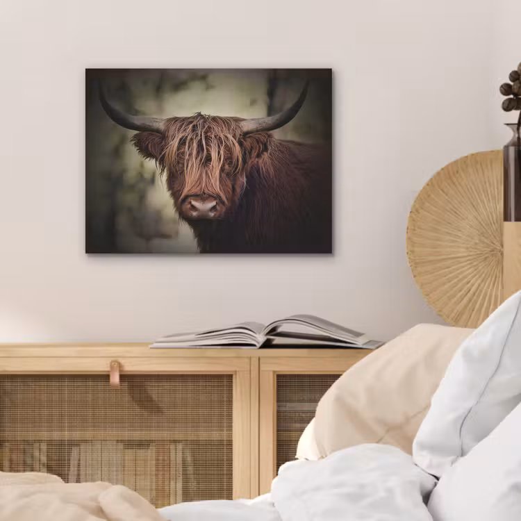 Schotse hooglander - Licht - Portret - Natuur PET vilt klein -sfeer3