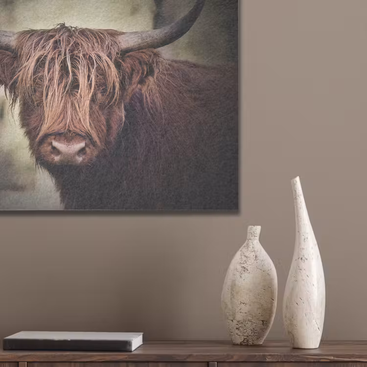 Schotse hooglander - Licht - Portret - Natuur PET vilt klein -sfeer6_closeup