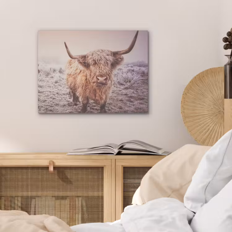 Schotse hooglanders - Licht - Lucht - Natuur PET vilt klein -sfeer3