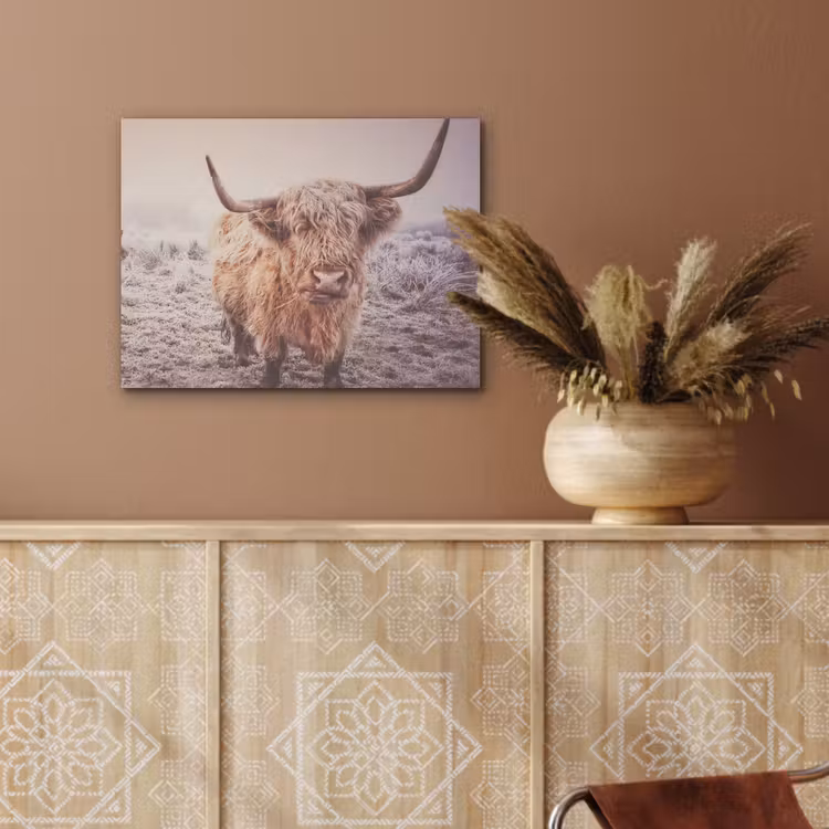 Schotse hooglanders - Licht - Lucht - Natuur PET vilt klein -sfeer4