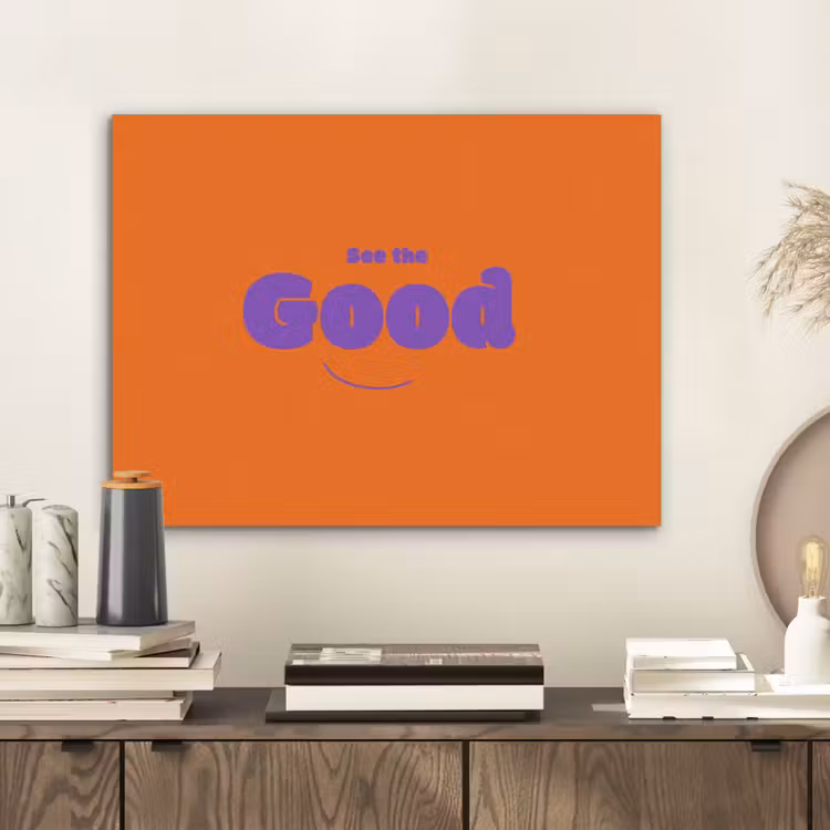 See the good - Paars - Oranje - Smiley PET vilt klein -sfeer1