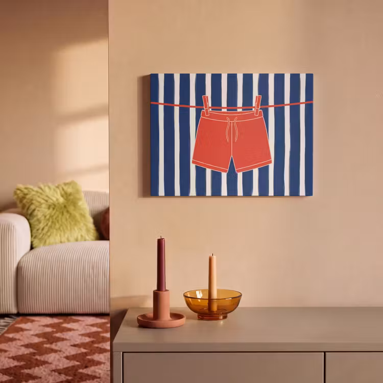 Shorts - Waslijn - Zomer - Illustratie - Rood PET vilt klein -sfeer1