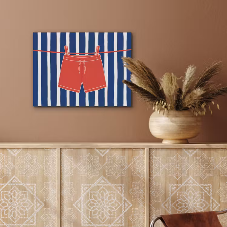 Shorts - Waslijn - Zomer - Illustratie - Rood PET vilt klein -sfeer4