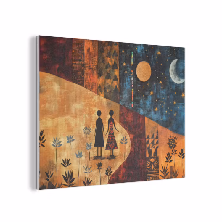 Silhouetten - Abstract - Zon - Maan PET vilt klein -3d