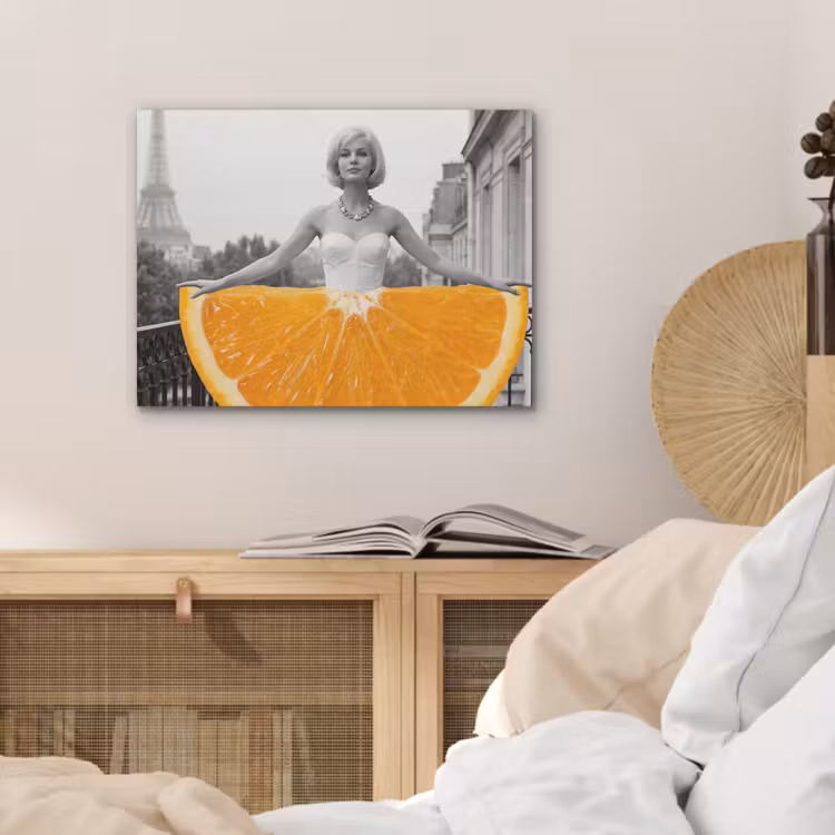 Sinaasappel - Eiffeltoren - Vrouw PET vilt klein -sfeer3