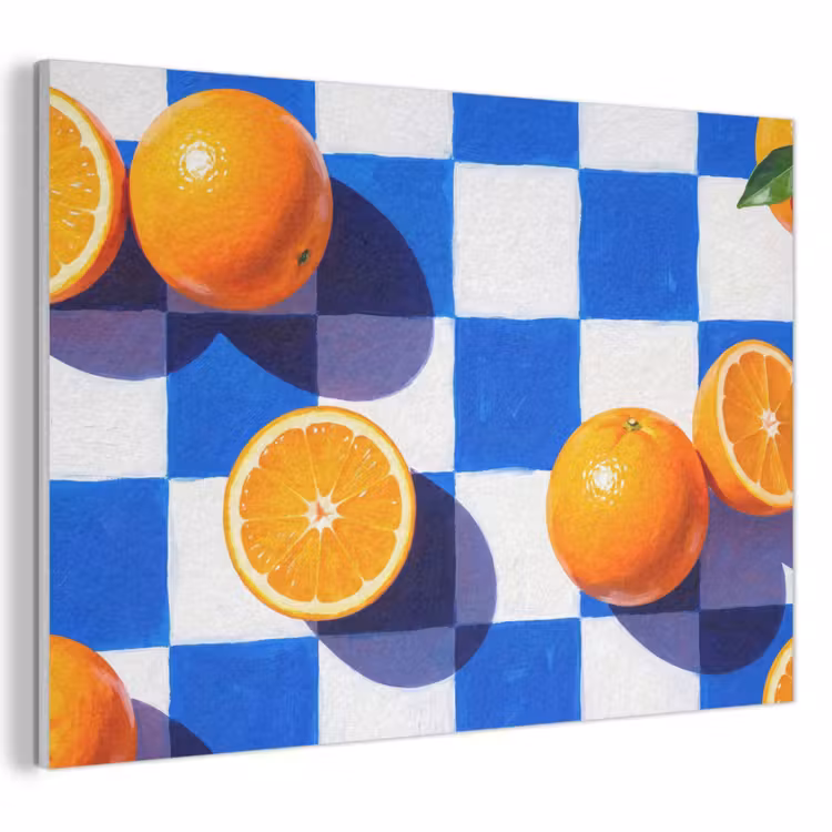 Akoestisch schilderij - Sinaasappel - Geruit - Eten - Sinaasappel - Geruit - Eten PET vilt klein