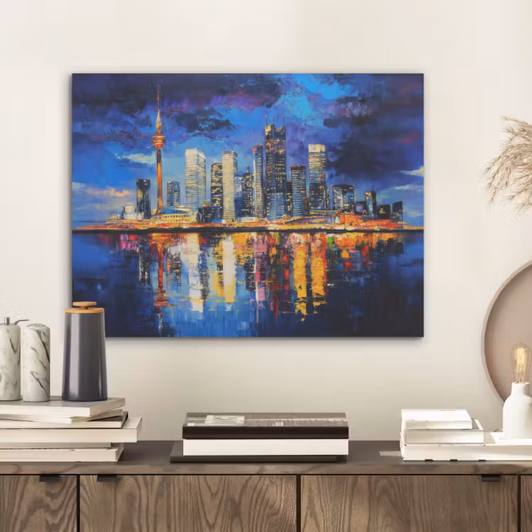 Skyline Toronto - Modern - Stadslicht - Blauw PET vilt klein -sfeer1