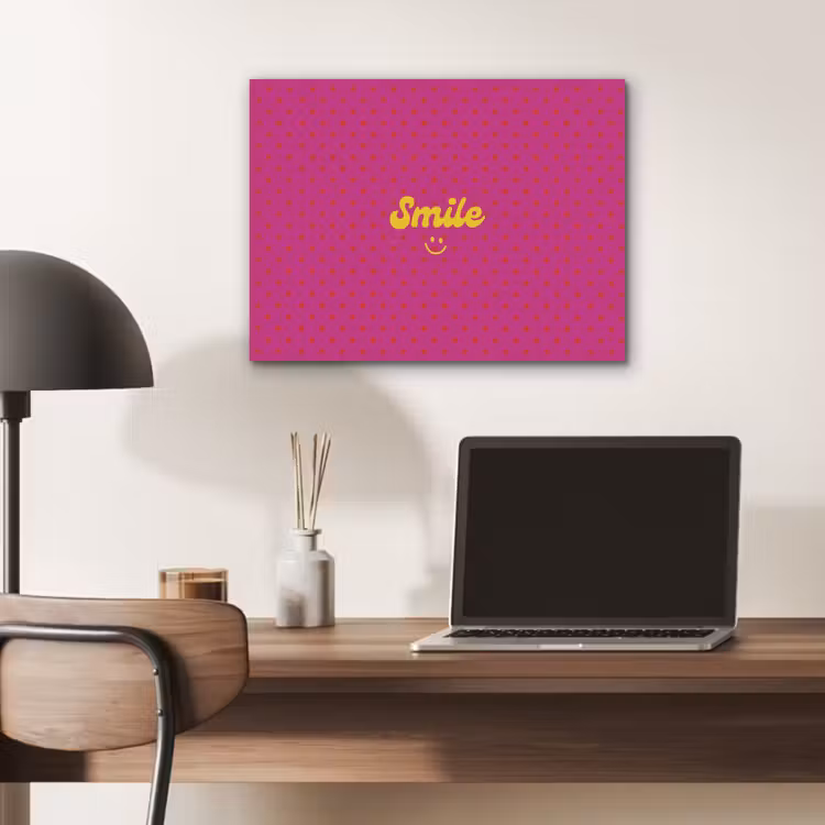 Smile - Stippen - Geel - Smiley - Roze PET vilt klein -sfeer5