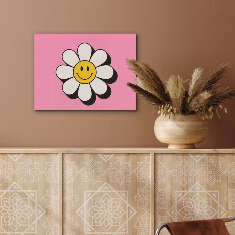 Smiley - Bloem - Roze PET vilt klein -sfeer4