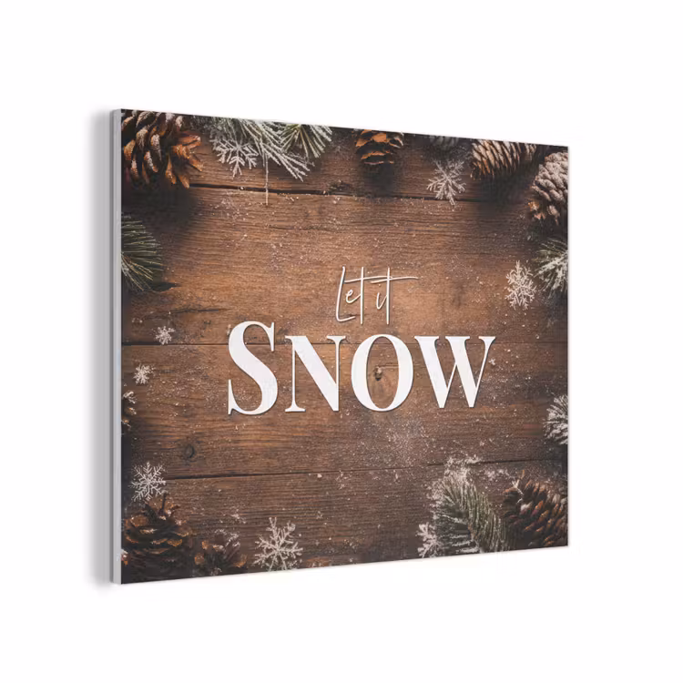 Sneeuw - Houtlook - Quote - Let it snow PET vilt klein -3d