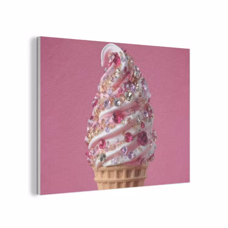Softijs - Edelstenen - Roze - Hoorntje PET vilt klein -3d