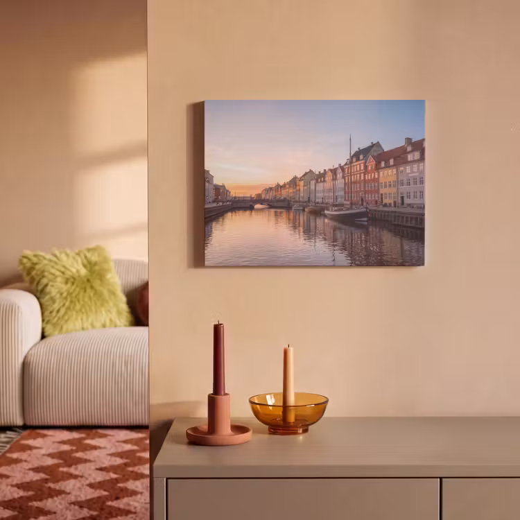 Stad - Gracht - Zonsondergang - Klassiek - Kleurrijk PET vilt klein -sfeer1