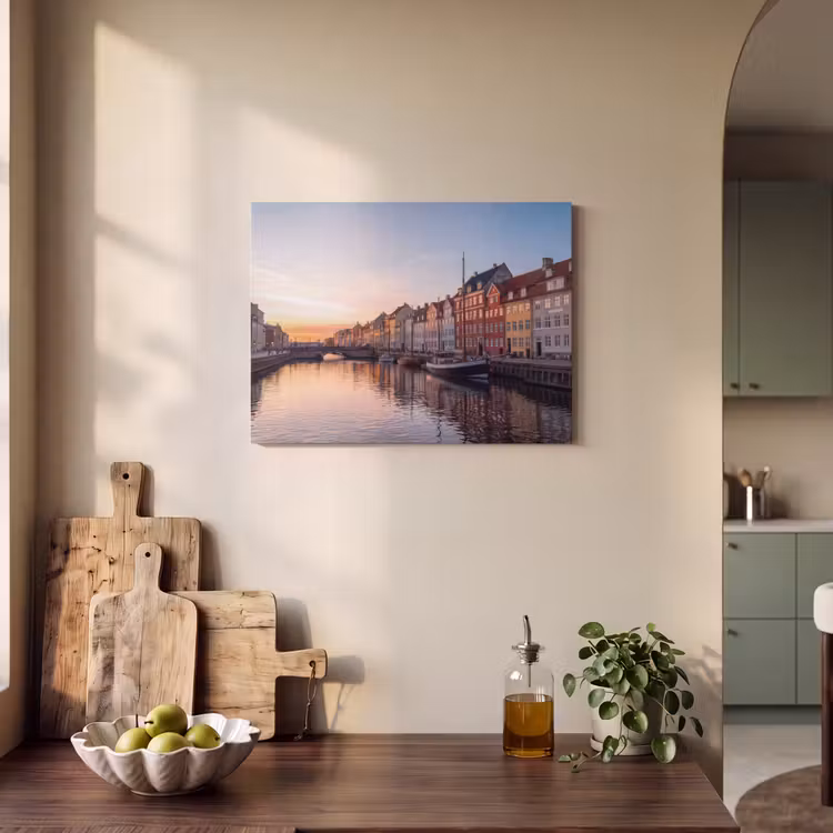 Stad - Gracht - Zonsondergang - Klassiek - Kleurrijk PET vilt klein -sfeer2