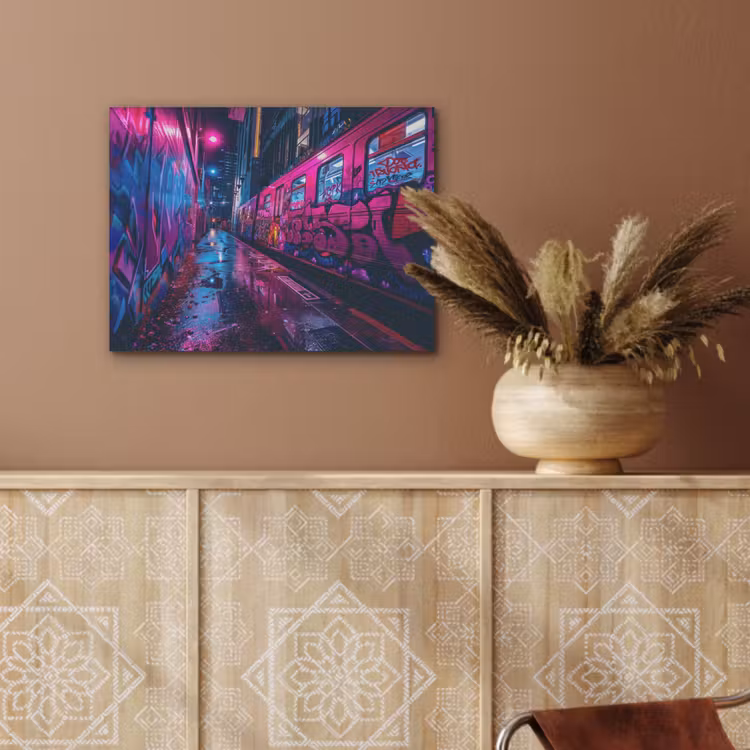 Stad - Neon - Nacht - Roze - Graffiti PET vilt klein -sfeer4
