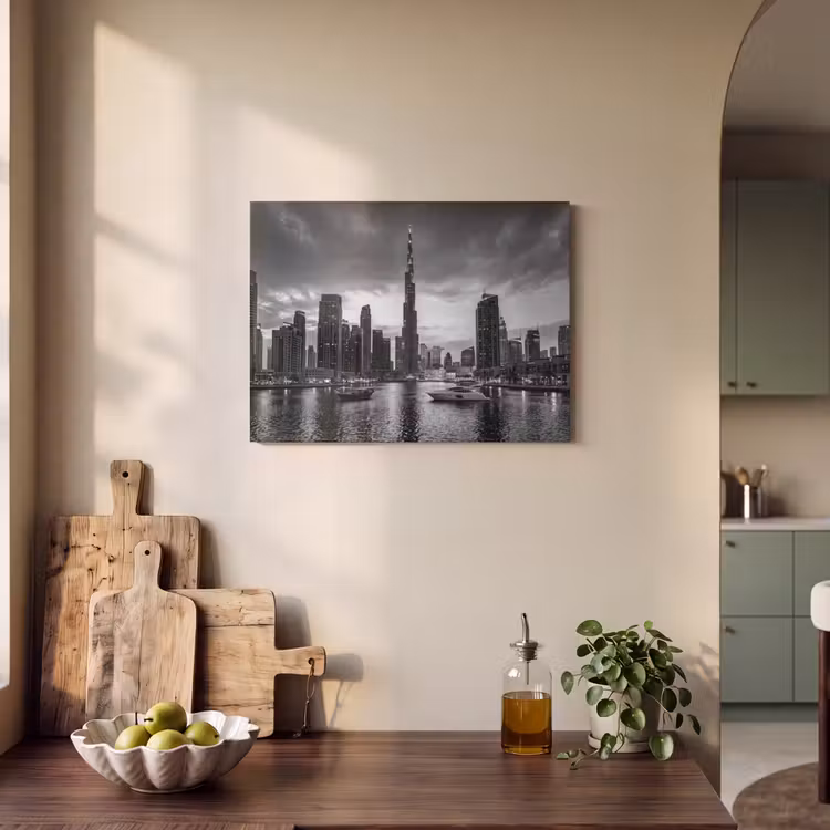 Stad - Skyline - Architectuur - Avond - Zwart-wit PET vilt klein -sfeer2
