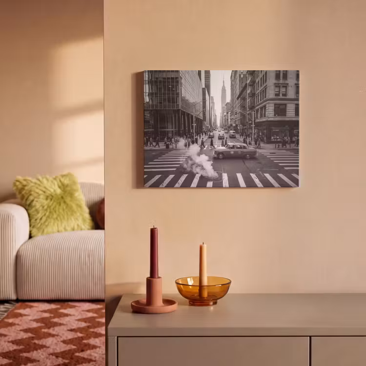 Stad - Straat - Gebouwen - Verkeer - Zwart-wit PET vilt klein -sfeer1