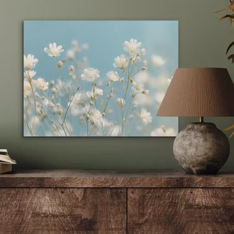 Stengels - Bloemen - Lucht - Wit PET vilt klein -sfeer2