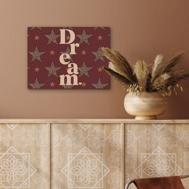 Sterren - Luipaardprint - Dream - Bordeaux PET vilt klein -sfeer4