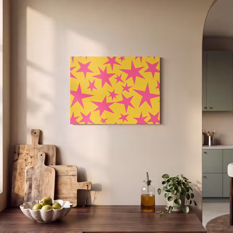 Sterren - Patroon - Roze - Geel PET vilt klein 837 -sfeer2