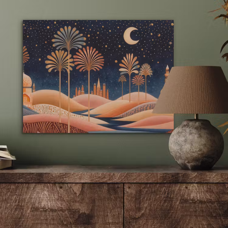 Sterrenhemel - Palmen - Rivier PET vilt klein -sfeer2