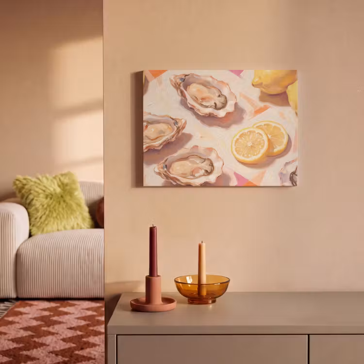Stilleven - Citroenen - Oesters - Abstract - Oranje PET vilt klein -sfeer1