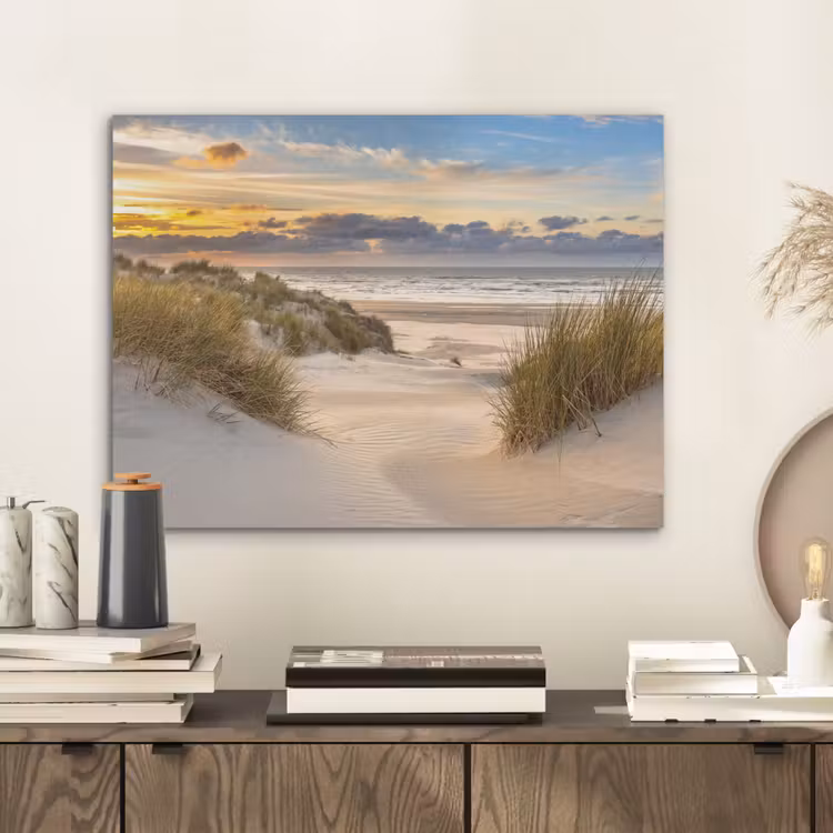 Strand - Duin - Gras - Zonsondergang - Zee PET vilt klein -sfeer1