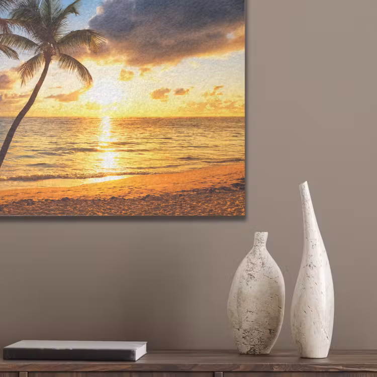 Strand - Horizon - Zonsondergang - Palmboom - Zee PET vilt klein -sfeer6_closeup