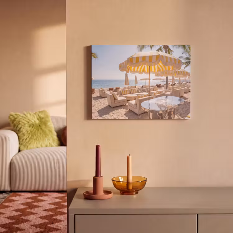 Strand - Ligbedden - Vakantie - Modern - Geel PET vilt klein -sfeer1