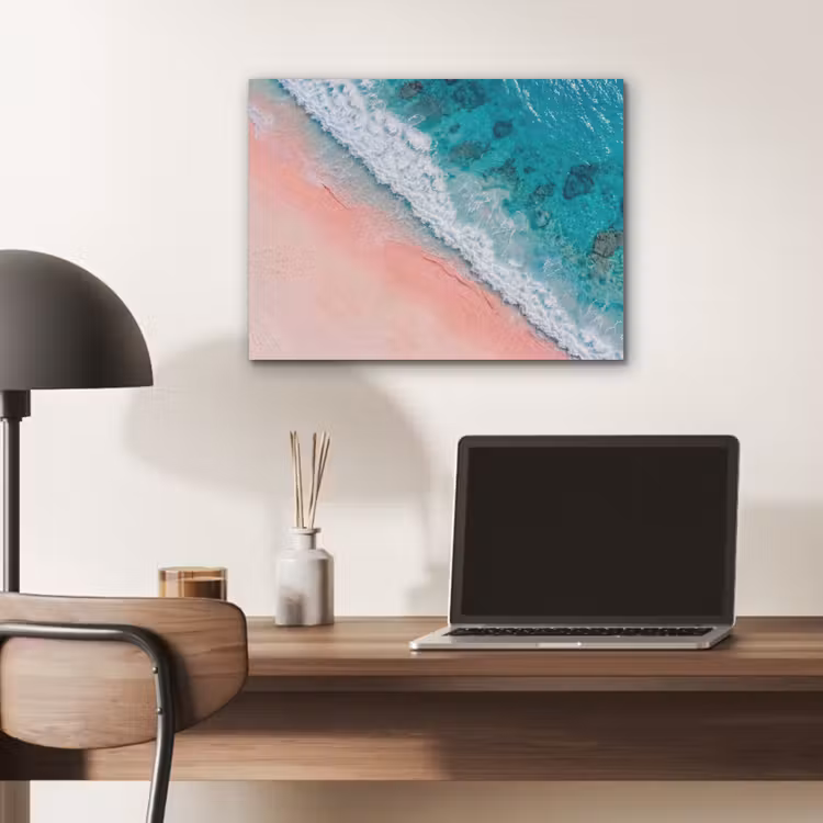 Strand - Oceaan - Golven - Roze Zand - Natuur PET vilt klein -sfeer5