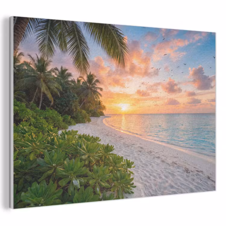 Strand - Zonsondergang - Palmbomen - Tropisch - Natuur PET vilt klein -3d