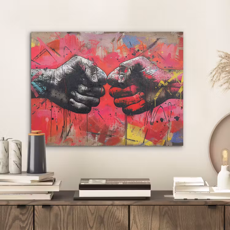 Street art - Handen - Graffiti - Kunst - Banksy PET vilt klein -sfeer1