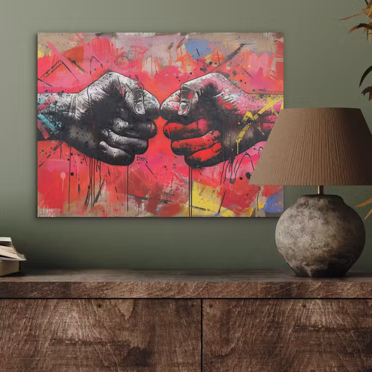 Street art - Handen - Graffiti - Kunst - Banksy PET vilt klein -sfeer2