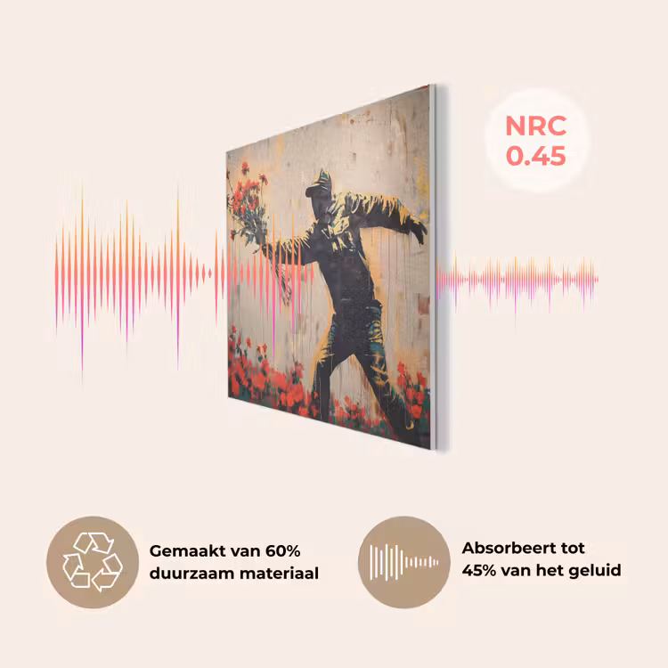 Street art - Man - Bloemen - Rood - Graffiti - Banksy PET vilt klein -USP_NL
