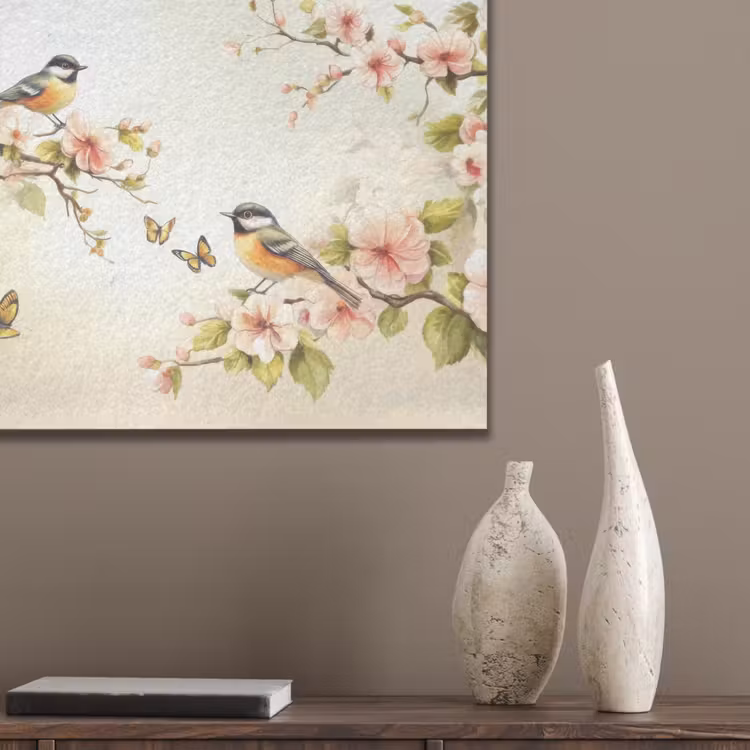 Takken - Bloemen - Vogeltjes - Roze PET vilt klein -sfeer6_closeup