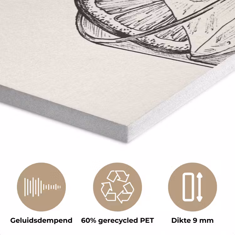 Tekst - Glas - Getekend - Citroen PET vilt klein -closeup_NL