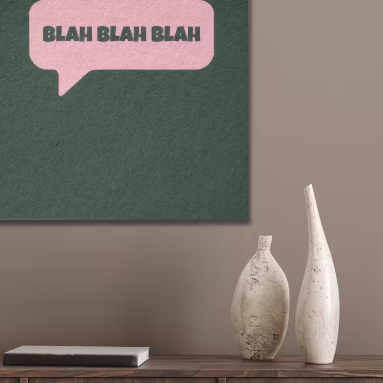 Tekstwolk - BLAH BLAH BLAH - Roze PET vilt klein -sfeer6_closeup